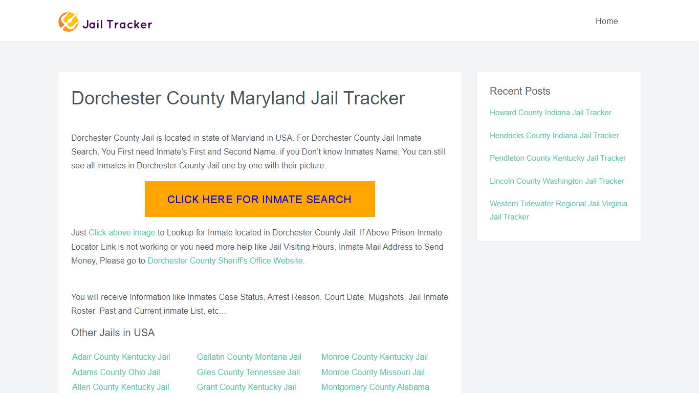 Dorchester County Maryland Jail Tracker - Inmate Search Online