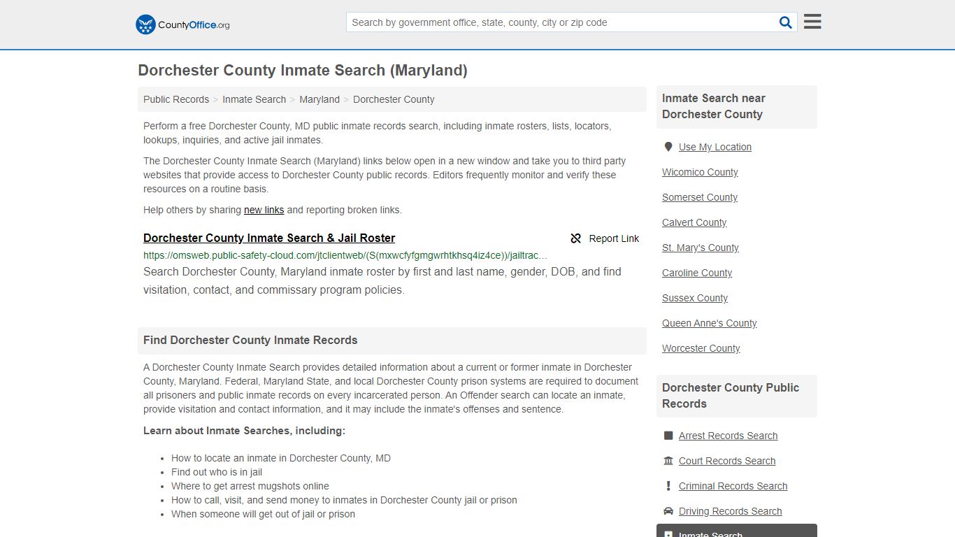 Inmate Search - Dorchester County, MD (Inmate Rosters ...